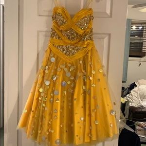 Sequins gold prom dress